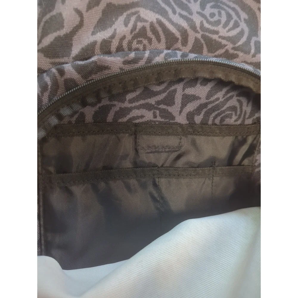 Vans Backpack Black Gray Floral Rose Print School Travel Daypack